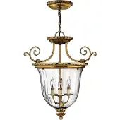 HINKLEY Elstead Cambridge hanglamp, E14, 3-lichts, 60 cm, geborsteld messing