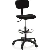 Hjh OFFICE TOP WORK 05 - Werkstoel / werkkruk/ verhoogde bureaustoel Zwart