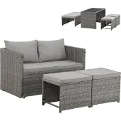 SVITA ATHINA Zitgroep Outdoor - Tuinmeubelset, Balkonmeubels, Polyrattan, Grijs
