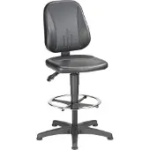 BIMOS Werkstoel 9651, kunstleer, glijders, voetenring, zwart