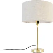 QAZQA Tafellamp goud verstelbaar met kap lichtgrijs 35 cm - Parte