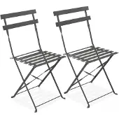 Oviala - Set van 2 opvouwbare stalen stoelen in grijs - Rome