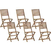 Beliani TOLVE - Tuinstoel set van 6 - Lichte houtkleur - Acaciahout