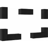 Syfax Tv-meubelset Wandgemonteerd 7 pcs Zwart Eiken Bewerkt hout