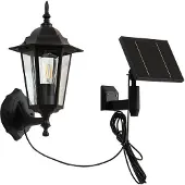 LINDBY LED-zonne-wandlamp Sayata, zwart, aluminium, lantaarn Sayata, zwart, Aluminium, Modern, solar buitenlamp