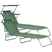 Casa.pro Ligbed met luifel Argozelo 186x55x24 cm set van 2 donkergroen