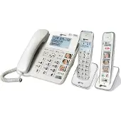Geemarc Telecom Geemarc PACK SENIOR 295: Versterkte, bedrade seniorentelefoon (30 dB) met antwoordapparaat, plus 2 extra DECT-telefoons (met en zonder fototoetsen) - Duitse versie