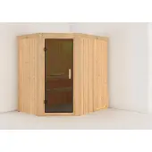 Karibu Sauna Saja (entree aan de zijkant), volledig glazen deur, grafietkleur, zonder accessoires
