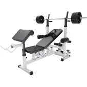 Gorilla Sports Universele Halterbank Wit Met 40 kg Halterset Kunststof