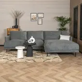 Livin24 Scandinavische hoekbank Denver antraciet stof gemêleerd rechts