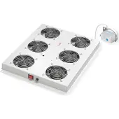 Roline 19-inch dakventilatie-unit, 6 ventilatoren, thermostaat voor serverkast, grijs