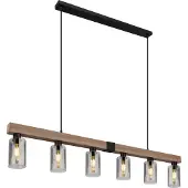 Globo Hanglamp Hadera 6-lichts zwart met smoke glas