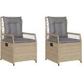 vidaXL Tuinstoelen 2 st verstelbaar poly rattan beige
