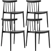 Oviala - Set van 4 zwarte kunststof terrasstoelen - Lisboa