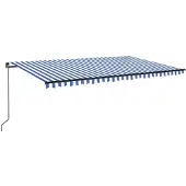 Syfax Luifel handmatig uittrekbaar met LED 500x300 cm blauw en wit