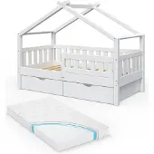 VitaliSpa Design Huisbed – 80x160 cm met 2 laden en matras Wit