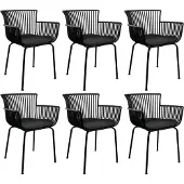 Kick Collection Set van 6 tuinstoelen "Otis" - Zwart - Kunststof - Verkrijgbaar in diverse kleuren