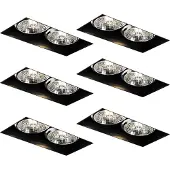QAZQA Set van 6 inbouwspots zwart GU10 70mm 2-lichts trimless - Oneon