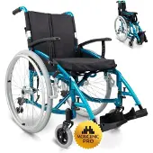 Mobiclinic Venecia - Opvouwbare rolstoel - Veiligheidsgordel - Dik kussen - Aluminium - Gedeelde rugleuning - Sportieve esthetiek - In hoogte verstelbaar - Inklebaar