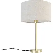QAZQA Klassieke tafellamp messing met kap lichtgrijs 35 cm - Simplo