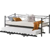 En.casa Slaapbank met onderschuifbed Skutskär 90x200 cm zwart