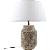 LINDBY Tafellamp Aelith, alu / grijs / zink, Woon-/ Eetkamer, Textiel / Stof / Zijde, Landelijk, Tafellamp