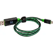 RealPower 187656 USB-kabel USB 2.0 USB-A stekker, USB-micro-B stekker 0.75 m Groen Met LED