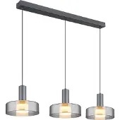Globo Strakke hanglamp Grant grijs 3-lichts