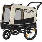 TecTake - Hondenkar WoofRider fietskar - beige - inklapbaar, tot 40 kg - hondenbuggy hondenwagen - 404945