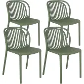 Oviala - Set van 4 olijfgroene kunststof terrasstoelen - Copenhague