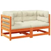 vidaXL 2-delige Loungeset met kussens massief grenenhout wasbruin