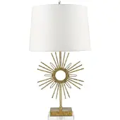 Gilded Nola LED Tafellamp Sun King | 1X E27 Max 60W | Distressed Gold, Cream Shade