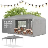 Juskys Partytent - Paviljoen - Opvouwbaar - Met Zijwanden - Waterdicht - 300 x 600 x 250 cm - Donkergrijs