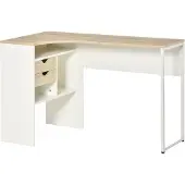 HOMCOM L-vormig bureau - spaanplaat - 120x60x74cm - wit