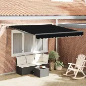 Prolenta Maison Exclusive - Uitschuifbare zonnescherm, zwart, 350 x 250 cm, polyester