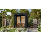 Karibu | Ares 1 Buitensauna | Antraciet-Antraciet | Kachel 9 kW Externe Bediening