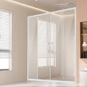 Vevor semi-frameloze douchedeur schuifdeur douchecabine 1469-1499 x 1778 mm dubbele glazen schuifdeur met (6 mm) helder gehard glas