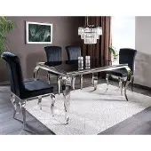 Feldmann-Wohnen Essgroep, zitgroep "Prince" zwart, chroom, barokstijl, met 6 stoelen