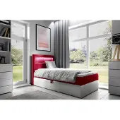 Fun-Möbel Boxspringbed, gastenbed, kinderbed FABIAN, nummer 1, 90x200 cm, wit-rood