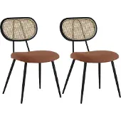Happy Garden Set van 2 stoelen in riet en roestkleurige lusstof ELENA