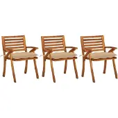 Syfax Tuinstoelen 3 st met kussens massief acaciahout