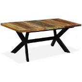 Syfax Eettafel 180 cm massief gerecycled hout en stalen kruis