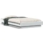 vidaXL Bedframe met LED-verlichting bewerkt hout wit 100x200 cm