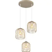 Globo 3-lichts hanglamp Dichti rond zand bruin