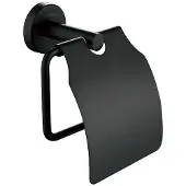 Kielle Oudee - Closetrolhouder met klep, mat zwart 40402004