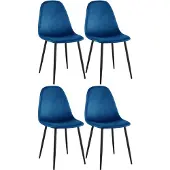 CLP Set van 4 eetkamerstoelen Napier, bekleed, geschikt tot 150 kg, blauw. Materiaal: fluweel