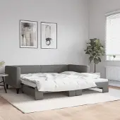 Prolenta Maison Exclusive - Uittrekbaar dagbed, donkergrijs, 100x200 cm, gestoffeerd