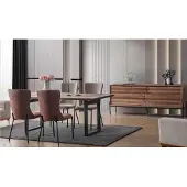 AEA Braune Esszimmer Garnitur Luxus Rechteckiger Esstisch 4x Stühle Anrichte