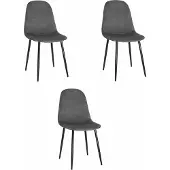 Leobert Chaise - - Como - Donkergrijze fluweelstof - 44,5 x 50,5 x 87,5 cm - Set van 3