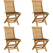 Syfax Klapstoelen met antracietkleurige kussens, 4 stuks, massief teakhout